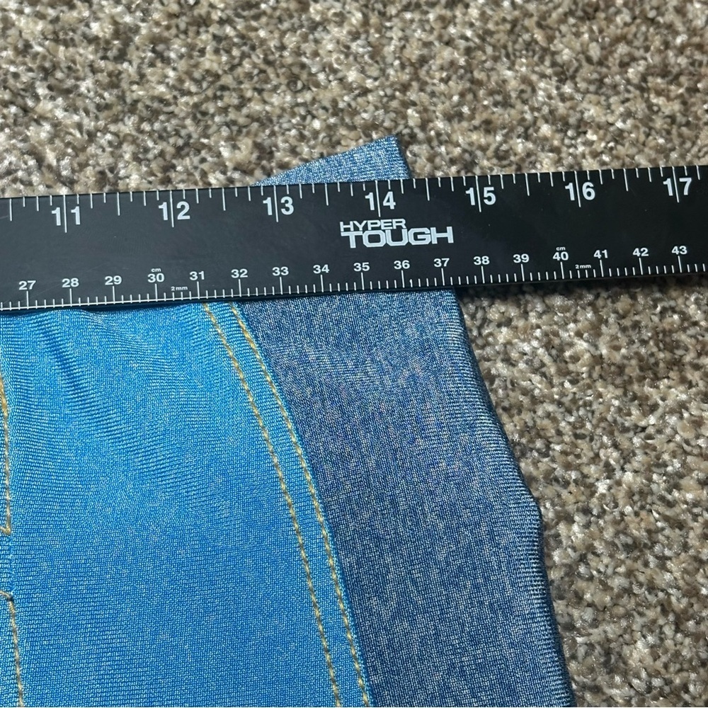 Fashion Nova Women’s Large Blue and Teal Striped High Rise Pants - Picture 5 of 14
